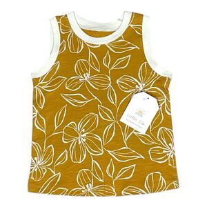 NEW Little Co. By Lauren Conrad Mustard Yellow Tropical Flower Muscle Tank 12M